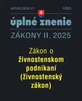Aktualizácia 2025 II/1 - Živnostenské podnikanie