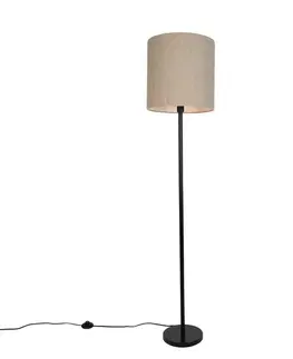 Moderná stojaca lampa čierna s béžovým buklé tienidlom 40 cm - Simplo