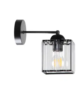 Nástenná lampa Glassia Lamp čierna 1X40 E27 čierne tienidlo + číre kryštály