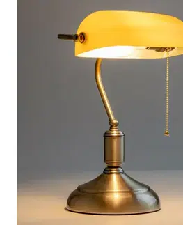 BRILAGI - Stolná lampa BANK OFFICE 1xE27/60W/230V mosadz/oranžová L352-HN/MOS
