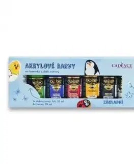 Akrylové farby na kamienky Cadence sada 6 ks + lak základné 25 ml