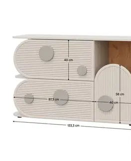 KONDELA Piga 1D2S zásuvková komoda kašmír / dub craft zlatý