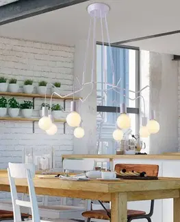 Závesná stropná lampa, matná biela, 8x40W, Basso