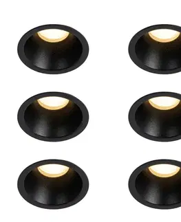 Sada 6 čiernych zabudovaných bodových svetiel GU10 35 mm IP44 - Dept