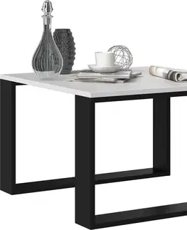 LIVIO LOFT moderný mini kávový stolík, biely/čierny