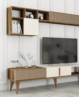 TV skrinka / Obývacia stena Milan TV - Walnut, Cream