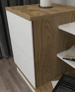 Nočný stolík Rena - White, Oak