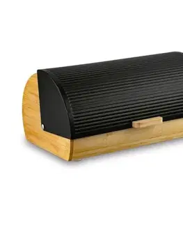 Kinekus Chlebník NERO bambusový + kovový, 39 x 25,5 x 19 cm, čierny