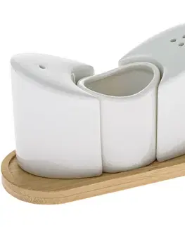 Porcelánová soľnička a korenička s podtáckou Krídla