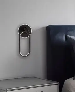 Nástenná lampa MONET oválna čierna 13W LED 3000K, 4000K, biele tienidlo 6000K