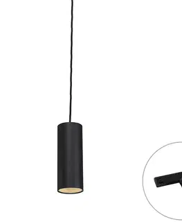 Dizajnová závesná lampa čierna vrátane 1-fázového koľajnicového adaptéra - Slimline Tubo