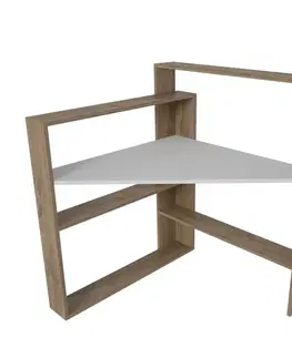 Písací stôl Kelly - Walnut, White