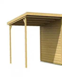 Drevený záhradný domček 370 x 236 cm s prístavkom Dekorhome