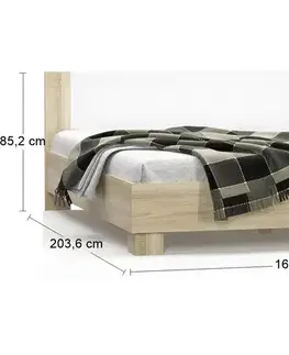 NABBI Mateo LB-160 manželská posteľ s roštom 160x200 cm dub sonoma / biela