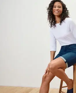 Džínsové bermudy – strih »Lea«, tmavomodrý denim