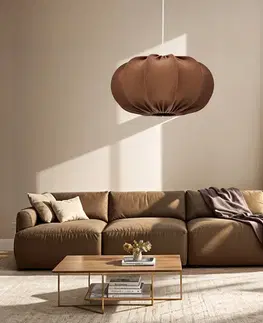 Škandinávska závesná lampa CAFEE' s hnedým tienidlom v moka štýle 52 cm - minimalistické stropné osvetlenie v japonskom štýle E27