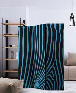 Paraván Zebra pattern (turquoise) Dekorhome