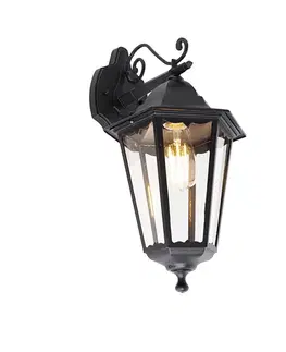 Klasická vonkajšia nástenná lampa čierna IP44 - Havana Down