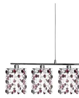 Závesná lampa v bordovej farbe + kryštály 5xG9 Classic