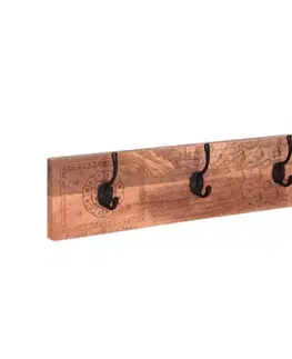 Vešiak Manu s 3 háčikmi 60x15x2,5 indický masív mango