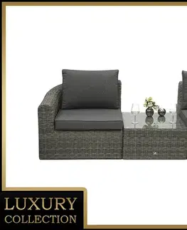 DEOKORK Ratanová modulová zostava BORNEO LUXURY pre 2-3 osoby (sivá)