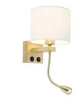 Art Deco nástenná lampa zlatá s bielym tienidlom - Brescia
