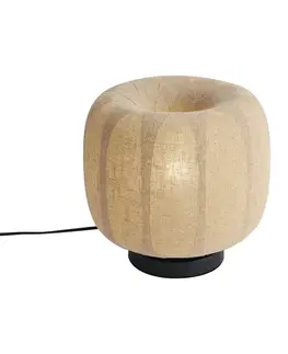 Japandi stolná lampa čierna s béžovým ľanovým tienidlom 27cm - Nami
