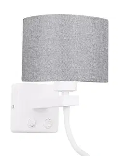 Bielo-sivá nástenná lampa s LED lampou na čítanie Polo