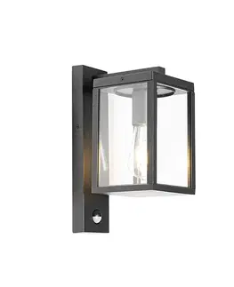 Vonkajšia nástenná lampa čierna s pohybovým senzorom IP44 - Charlois
