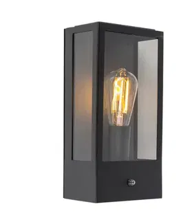 Vonkajšia nástenná lampa čierna s čidlom súmraku - Rotterdam