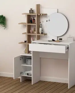 Toaletný stolík Mup - White, Oak