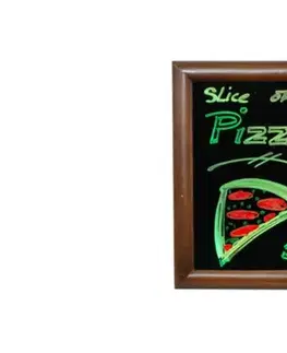 SECURIT Farebná svetelná LED tabuľa 40x50 cm s dreveným rámom, mahagón