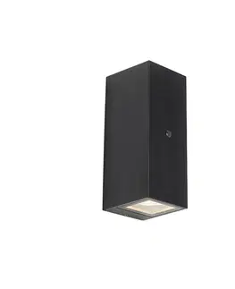 Nástenná lampa čierna 2-svetlo IP44 so senzorom súmraku - Baleno II