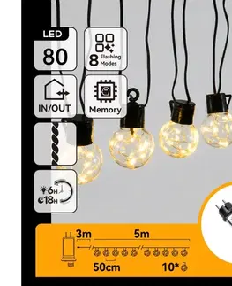  B.V.  - LED Vonkajšia dekoratívna svetelná reťaz 80xLED/3,6W/230V 5m IP44 teplá biela B103031R6