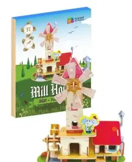 Drevené 3D puzzle Mlyn s domčekom