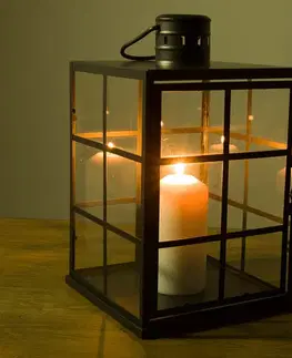KONDELA Elijar Typ 1 kovový lampáš 32,5 cm čierna