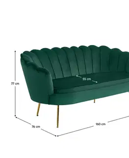KONDELA Noblin pohovka zelená (Velvet) / zlatá