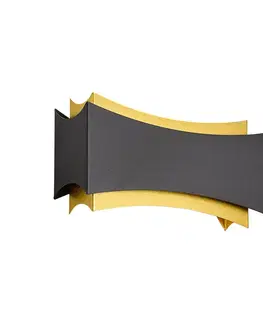 Moderná nástenná lampa čierna so zlatom - Plats