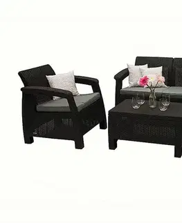DEOKORK Záhradná ratanová pohovka 2-miestna CORFU LOVE SEAT (antracit)