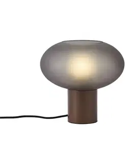 Dizajnová stolná lampa bronzová s matným sivým sklom - Umbrella