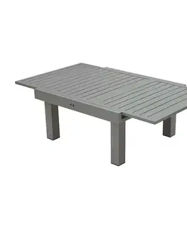 DEOKORK Hliníkový stôl rozkladací aj výškovo nastaviteľný 90/150x90 cm TITANIUM (2v1)
