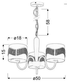 Biela závesná lampa s korálkami Antonio