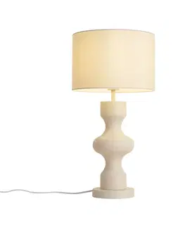 Retro stolná lampa béžová s látkovým tienidlom - Captain