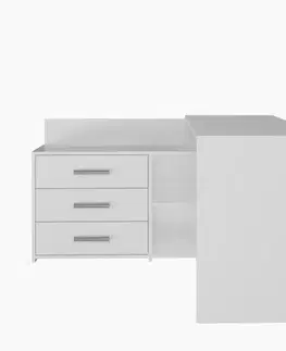 DONALD rohový písací stôl s komodou, biela