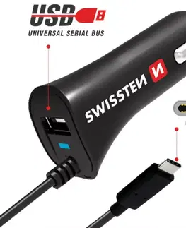 Nabíjačka CL Swissten USB-C A USB 2,4AMP