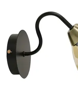 Nástenná lampa čierna/zlaté sklo dymové 1xE27 Unica