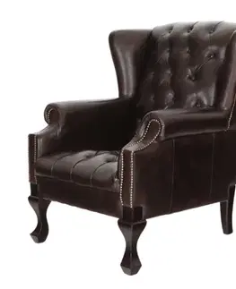 Kreslo Chesterfield Chester z pravej hovädzej kože Brown