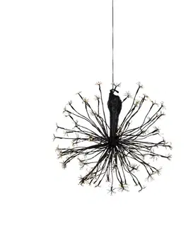 Vianočná závesná lampa guľa čierna 60 cm vrátane LED s časovačom IP44 - Nobu