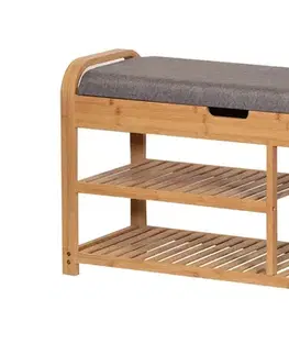 BAMBOO skrinka na topánky so sedákom, šedá
