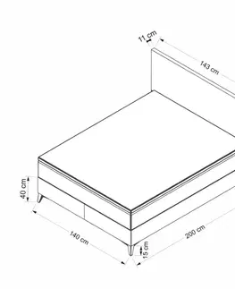 Rám manželskej postele s čelom Bade 140 x 200 - Beige